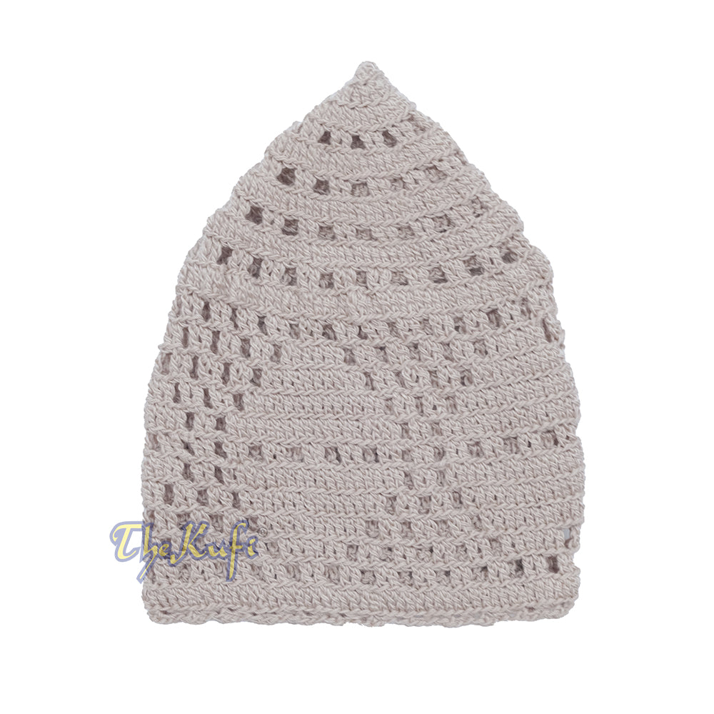 Beige Crocheted – Open-Weave Diamond Design Stretchable Kufi