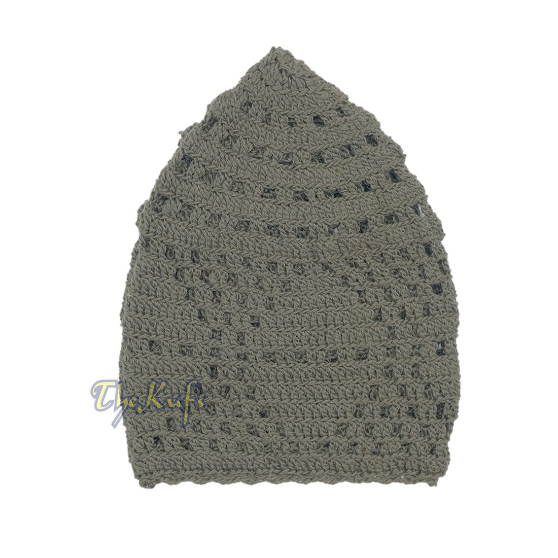 Dark Army Green Crocheted – Open-weave Diamond Design Stretchable Kufi