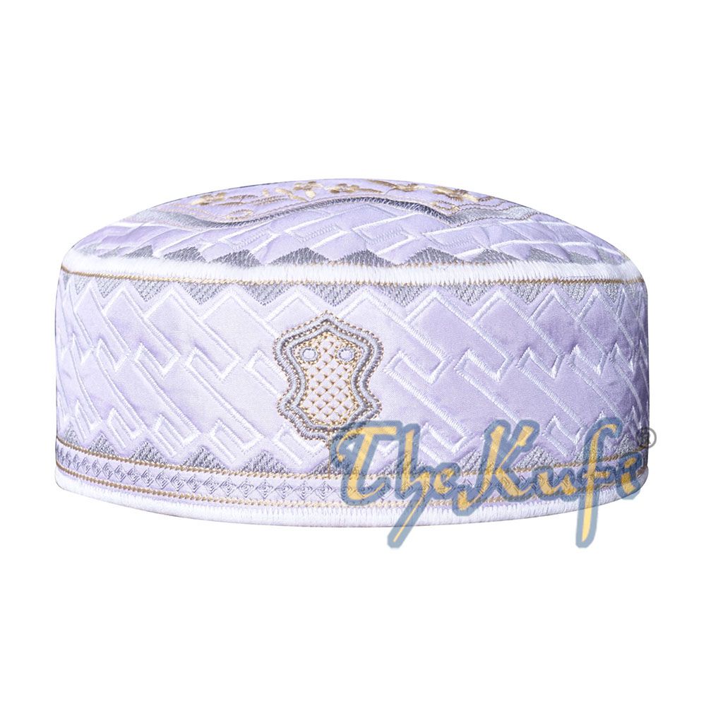 Prophet Muhammad Sandal Design Kufi Textured White Gray and Golden Ivory Embroidery