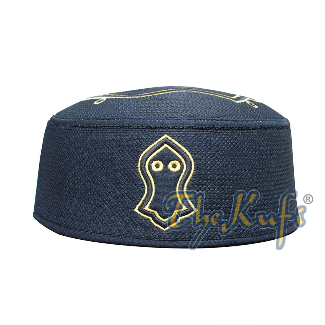 Rigid Black Golden Embroidered Sandal Kufi Crown
