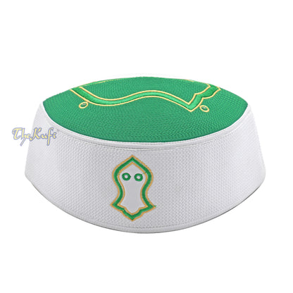 Rigid Green Golden Embroidered Sandal Kufi Crown