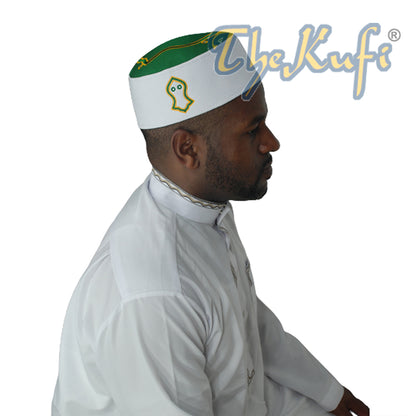 Rigid Green Golden Embroidered Sandal Kufi Crown