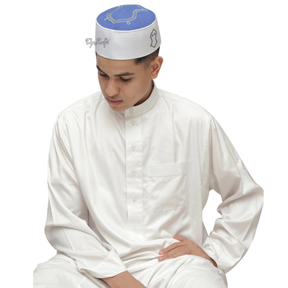 Kaku Royal Blue White Golden Sulam Sandal Mahkota Kufi