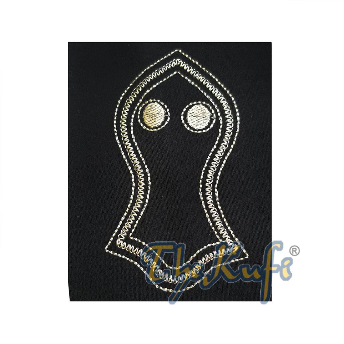 Black Semi-stiff Nalain Pak Shareef Sandal Embroidered Kufi Hat