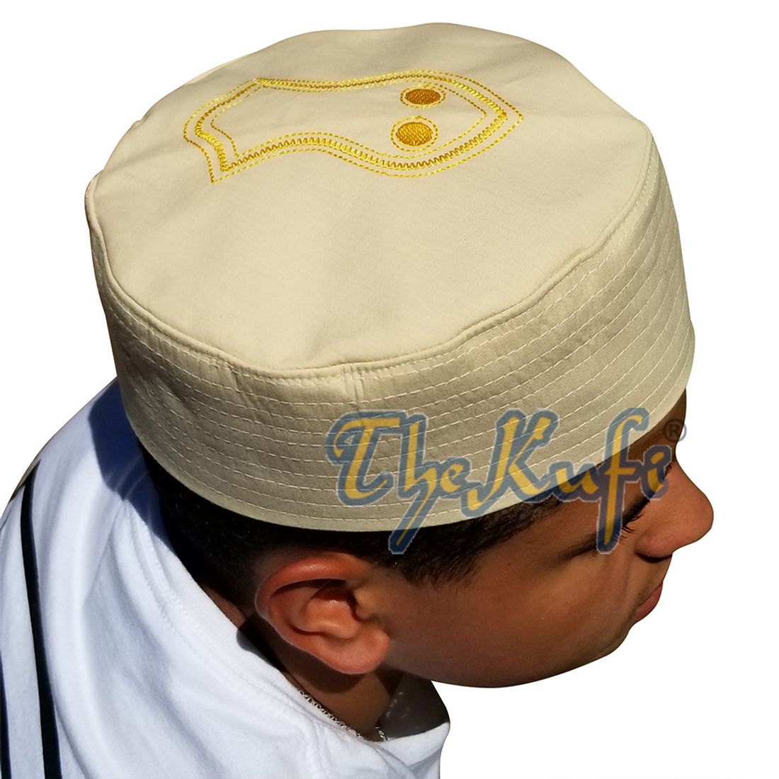Cream Semi-stiff Nalain Pak Shareef Sandal Embroidered Kufi