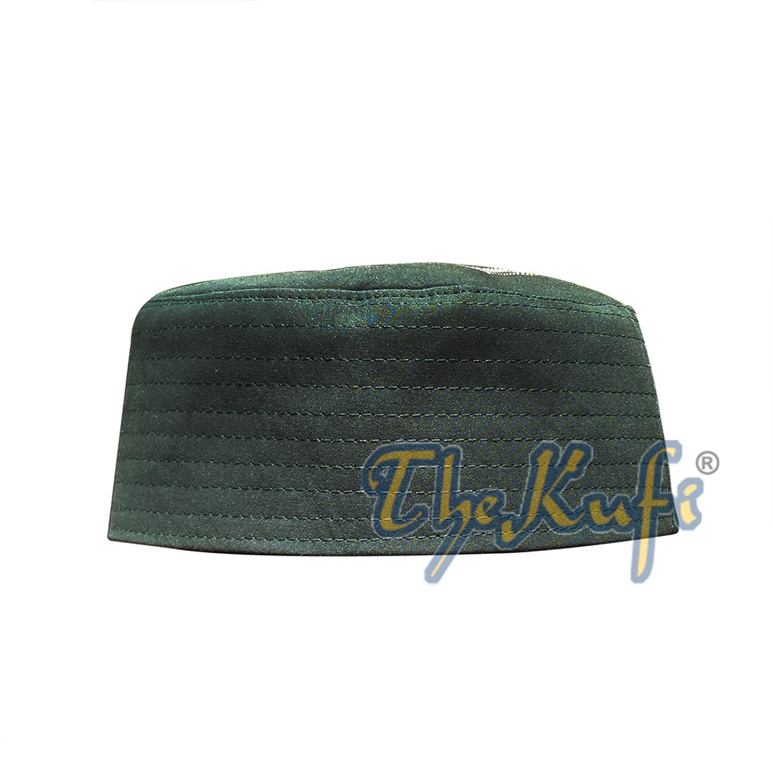 Dark Green Semi-stiff Nalain Shareef Sandal Embroidered Kufi Hat