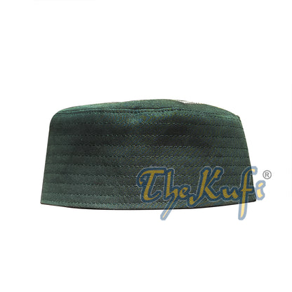 Dark Green Semi-Stiff Nalain Shareef Sandal Embroidered Kufi Hat