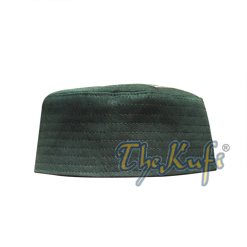 Topi Kufi Bordir Sandal Nalain Shareef Semi Kaku Hijau Tua
