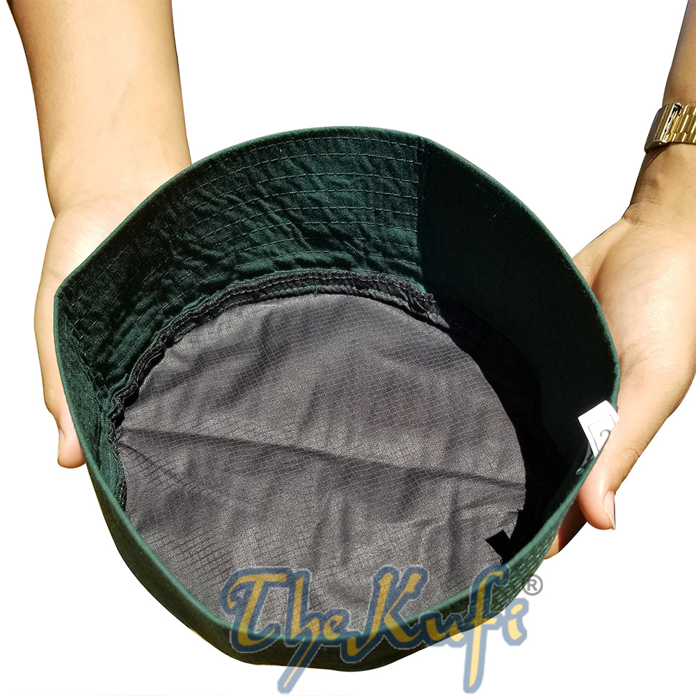 Topi Kufi Bordir Sandal Nalain Shareef Semi Kaku Hijau Tua