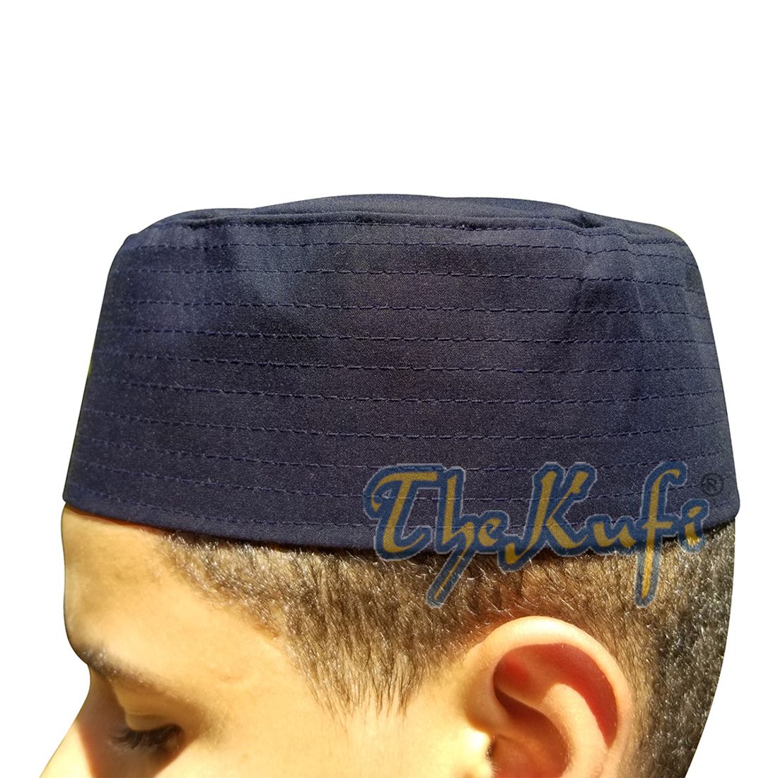 Dark Blue Semi-stiff Nalain Pak Shareef Sandal Embroidered Kufi