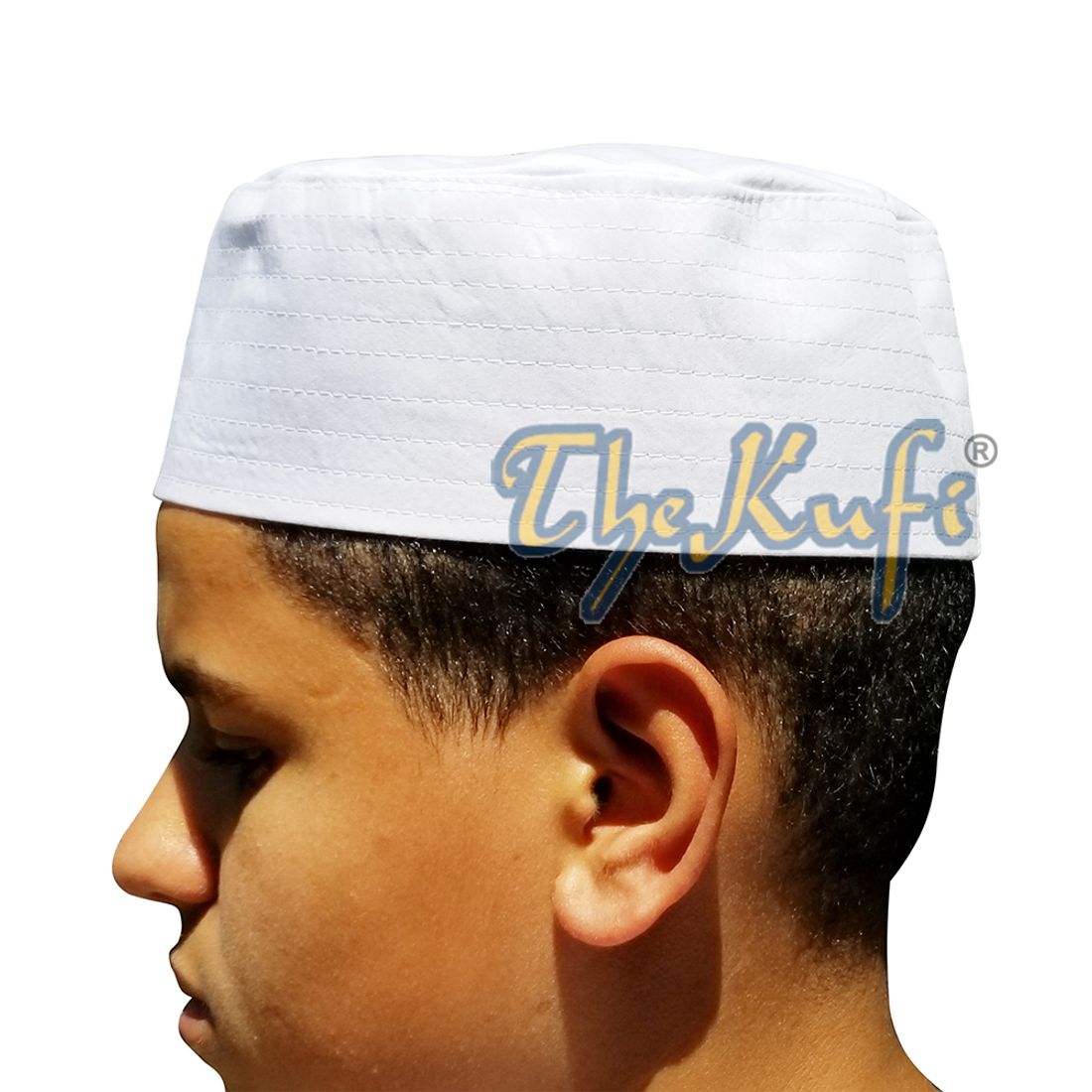 White Semi-stiff Nalain Pak Shareef Sandal Embroidered Kufi