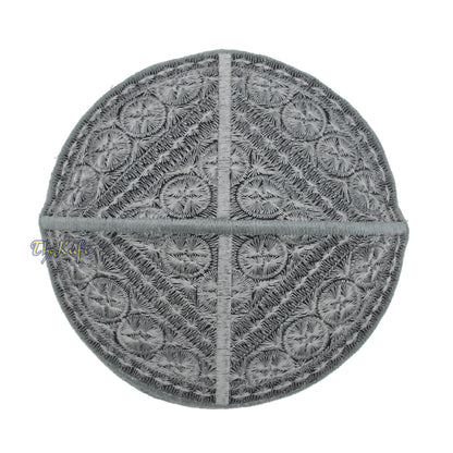 Topi Kufi Bulat Tegar Bersulam Kelabu Bersulam Rigid Gaya Pakistan