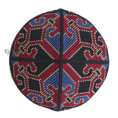 Black, Dark Red, Blue, Light Brown Haji Alay Motif Embroidery Pakistani Topi Kufi Hat