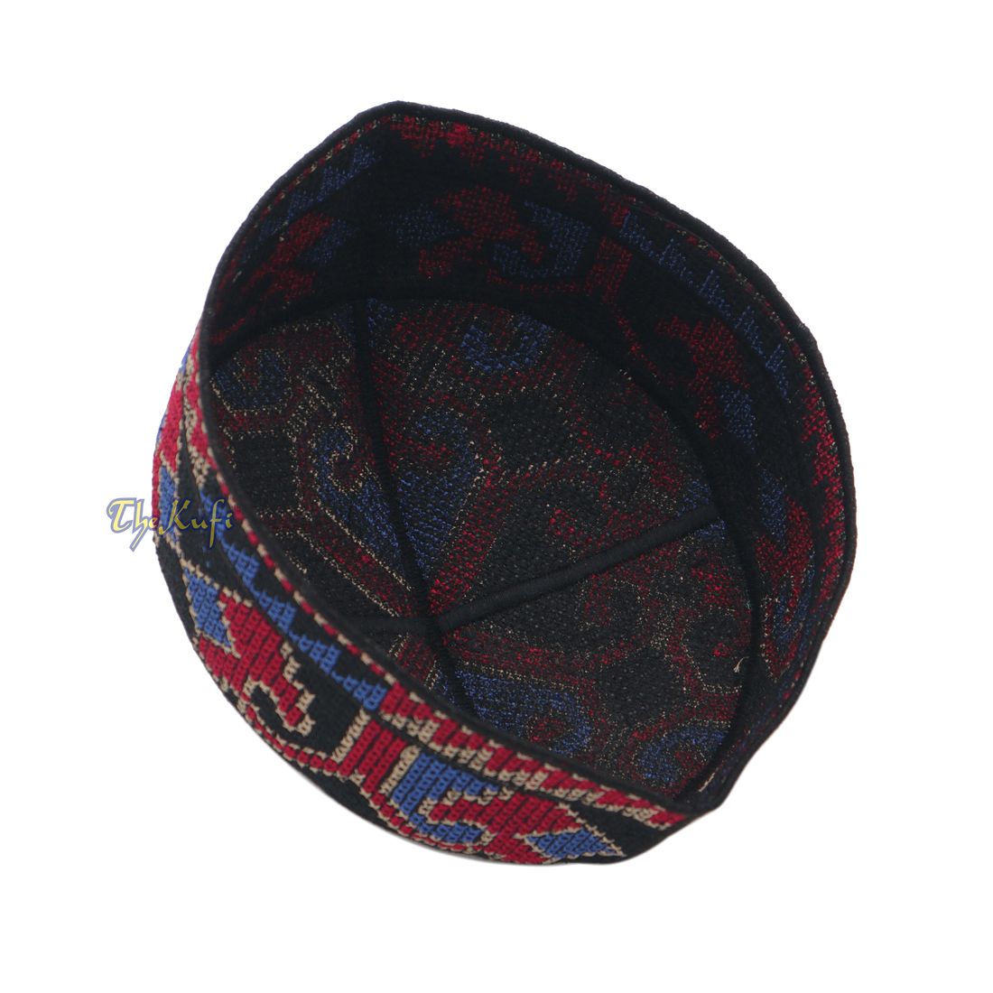 Black, Dark Red, Blue, Light Brown Haji Alay Motif Embroidery Pakistani Topi Kufi Hat