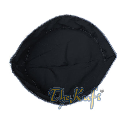 Corak Orkid Hitam Bersulam Bergaris Lembut Topi Kufi Gaya Pakistan