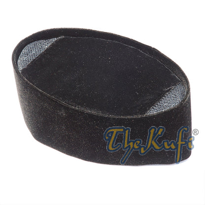 Solid Black Velveteen Peci Songkok Hats Kufi (10Cm Tall)