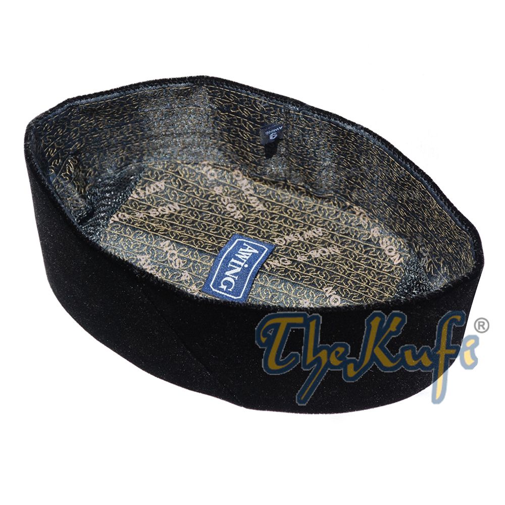 Solid Black Velveteen Peci Songkok Hats Kufi (10 cm Tall)