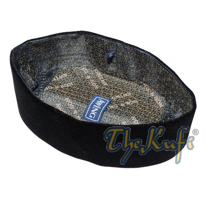 Black Velvet Peci Songkok Hat (8 cm Tall)