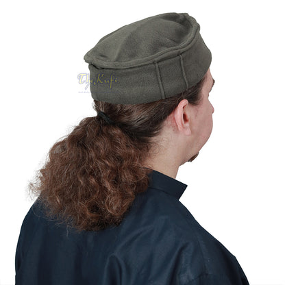 Army Green Stretchable Afghani Faux Wool Pakol Mujahidin Soft Kufi Hat