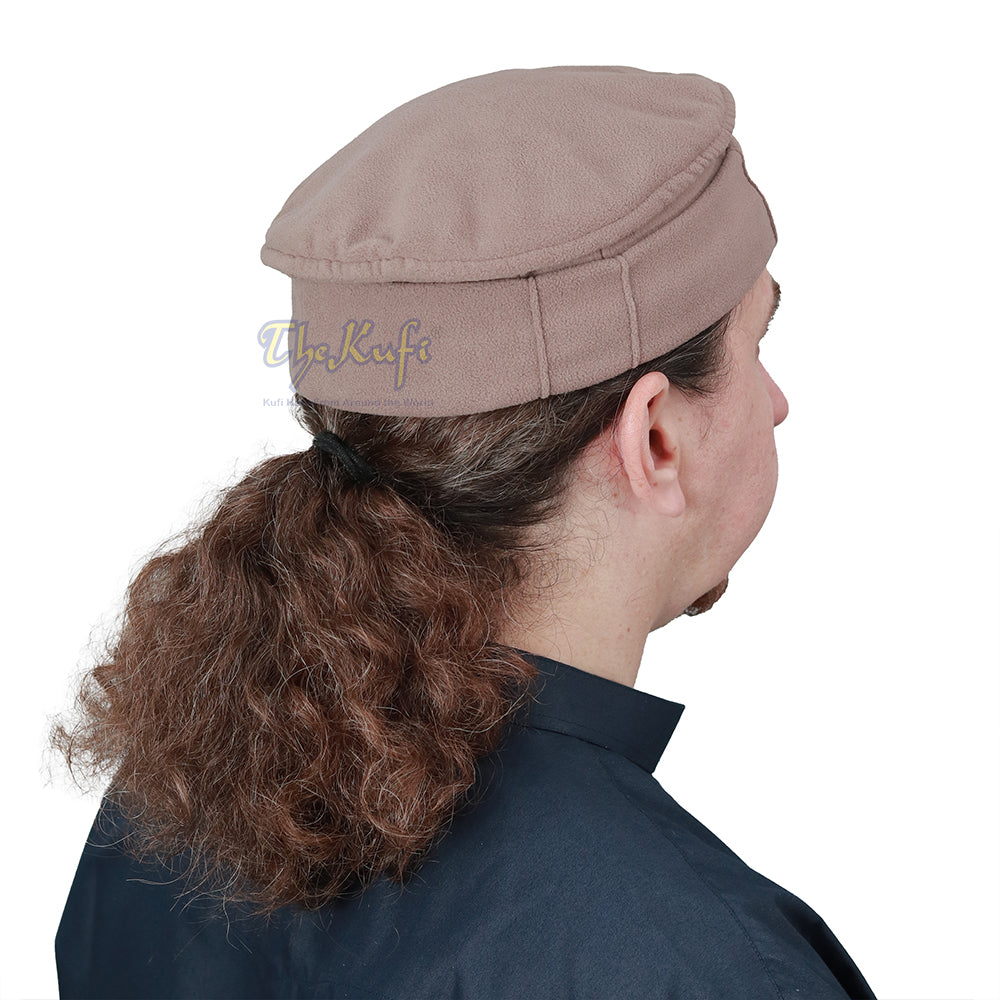 Beige Afghani-Style Stretchable Pakol Faux Wool Mujahidin Soft Kufi Hat