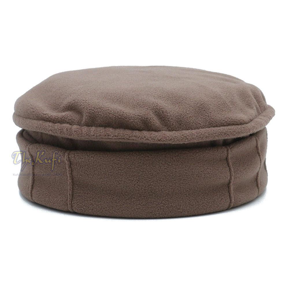 Beige Afghani-Style Stretchable Pakol Faux Wool Mujahidin Soft Kufi Hat