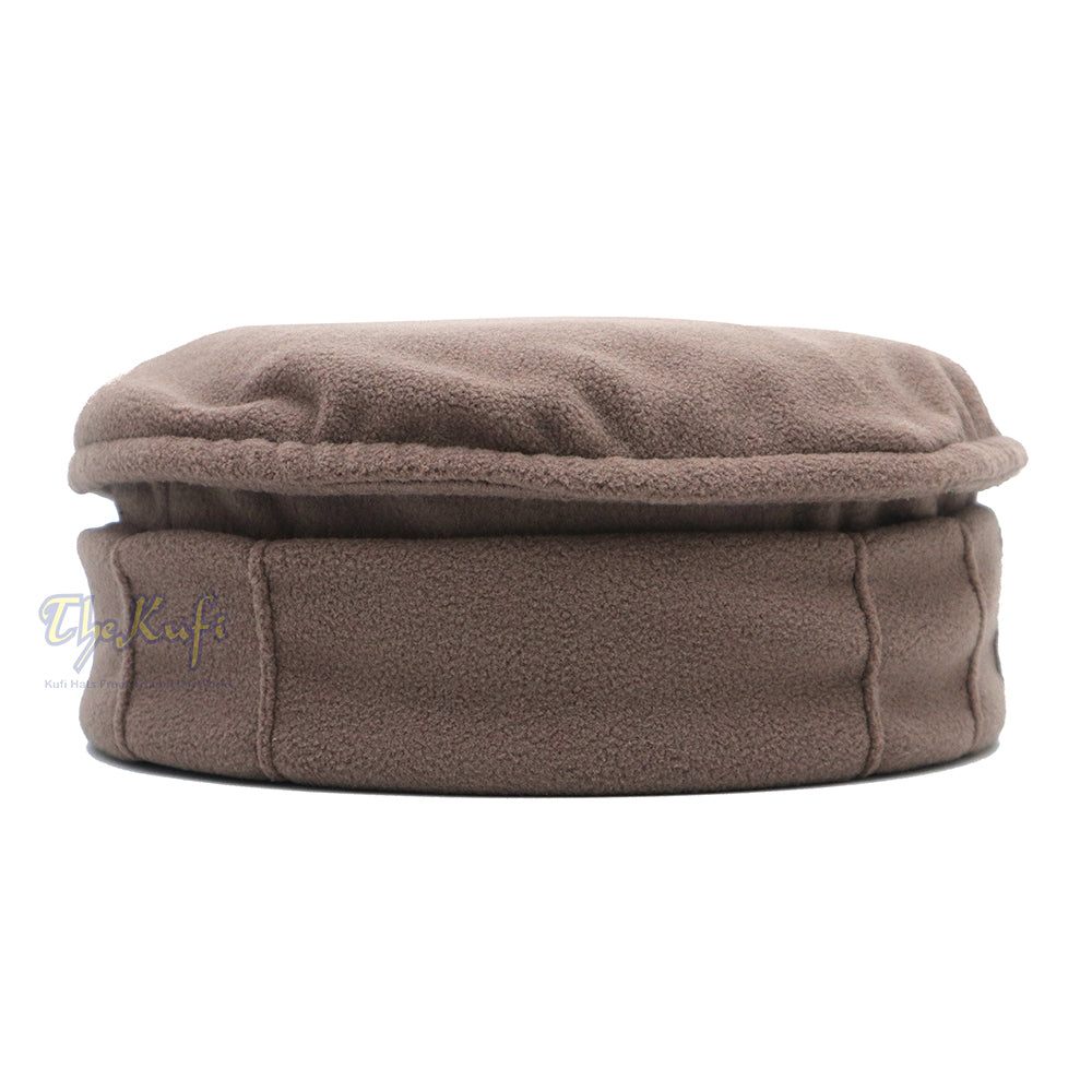 Beige Afghani-Style Stretchable Pakol Faux Wool Mujahidin Soft Kufi Hat