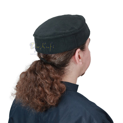 Black Stretchable Faux Wool Pakol Mujahidin Afghani Soft Kufi Hat