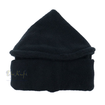 Black Stretchable Faux Wool Pakol Mujahidin Afghani Soft Kufi Hat