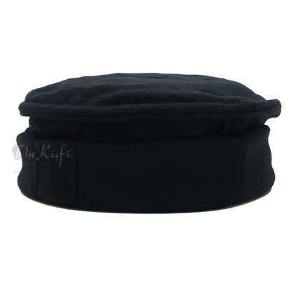 Black Stretchable Faux Wool Pakol Mujahidin Afghani Soft Kufi Hat