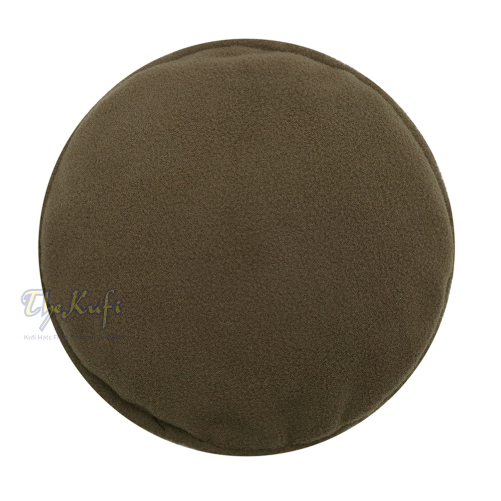 Topi Kufi Lembut Pakol Mujahidin Tradisional Khaki Gelap Boleh Renggang Satu Saiz