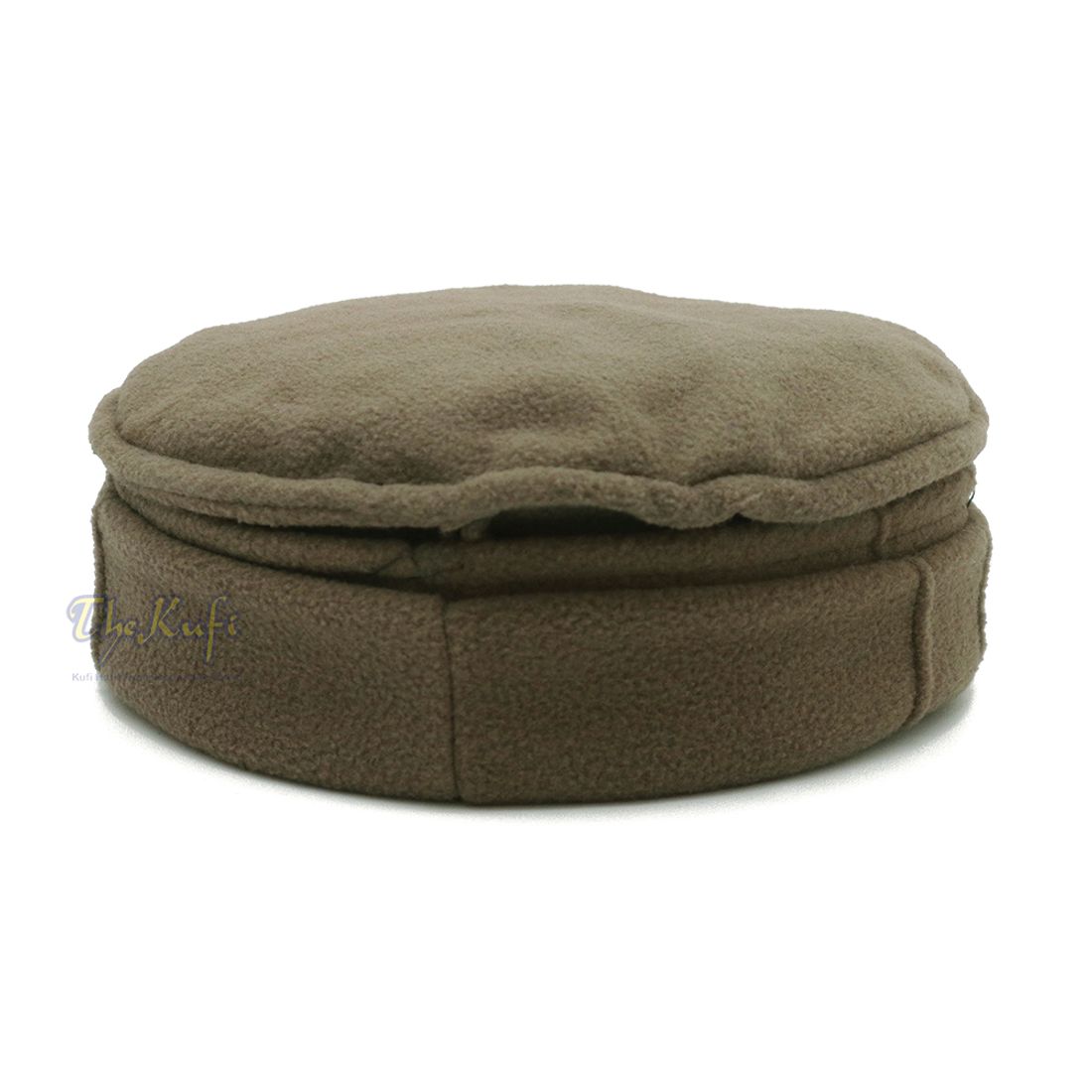 Dark Khaki Afghan style Faux Wool Stretchable Pakol Mujahidin Kufi Hat