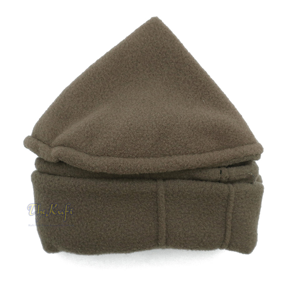 Topi Kufi Lembut Pakol Mujahidin Tradisional Khaki Gelap Boleh Renggang Satu Saiz