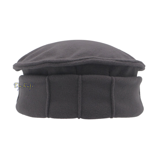 Afghan Style Dark Gray Faux Wool Stretchable Pakol Mujahidin Soft Kufi Hat