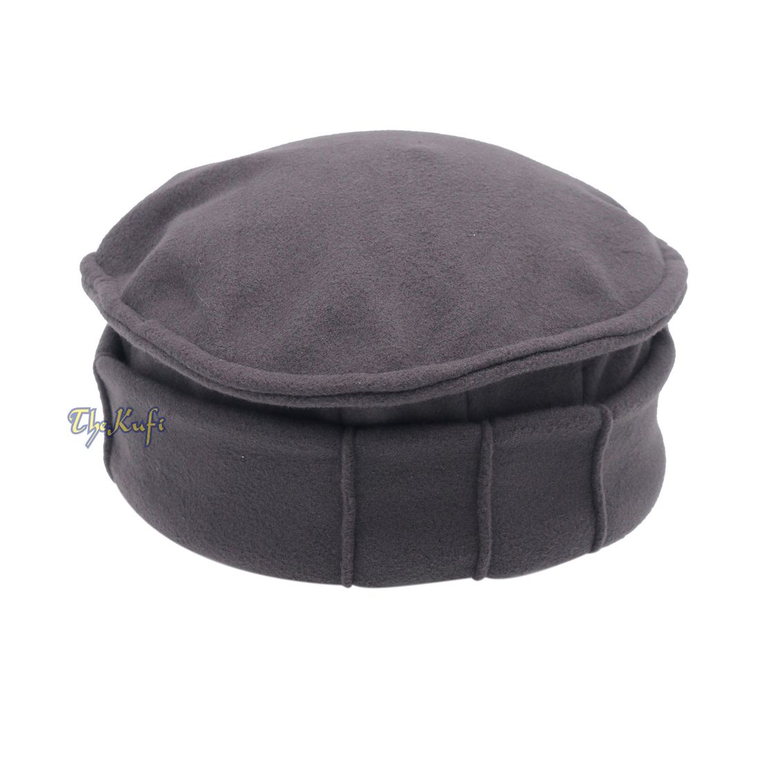 Afghan Style Dark Grey Faux Wool Stretchable Pakol Mujahidin Soft Kufi Hat