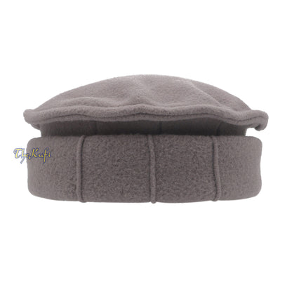 Grey Stretchable Faux Wool Afghan Style Pakol Mujahidin Soft Kufi Hat