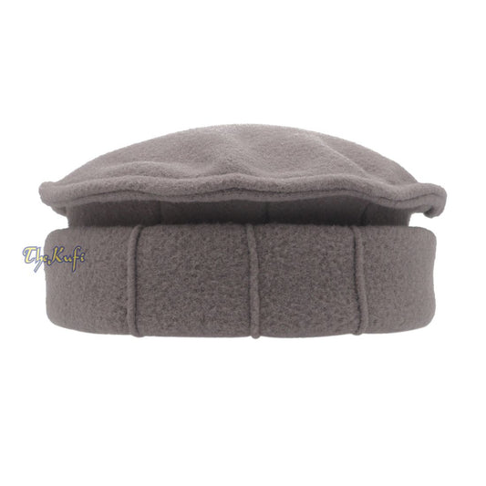 Grey Stretchable Faux Wool Afghan Style Pakol Mujahidin Soft Kufi Hat