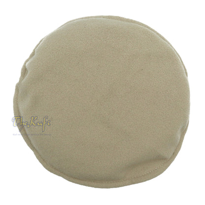 Light Khaki Afghani-Style Faux Wool Stretchable Pakol Mujahidin Soft Kufi Hat