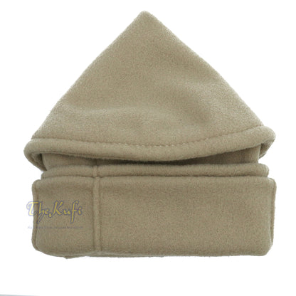 Light Khaki Afghani-Style Faux Wool Stretchable Pakol Mujahidin Soft Kufi Hat