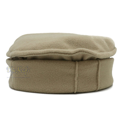 Light Khaki Afghani-Style Faux Wool Stretchable Pakol Mujahidin Soft Kufi Hat