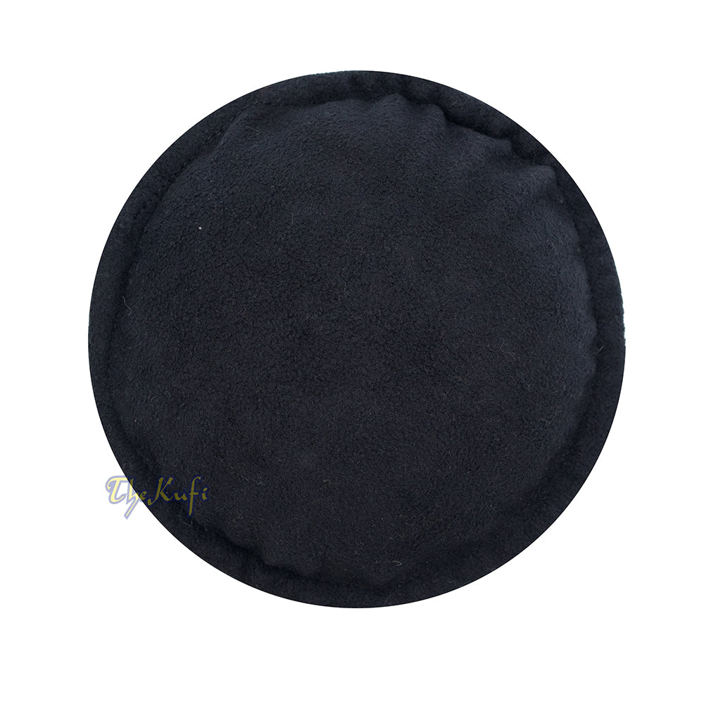 Black Afghani-Style "Tauhid until the end" Faux Wool Stretchable Pakol Mujahidin Soft Kufi Hat