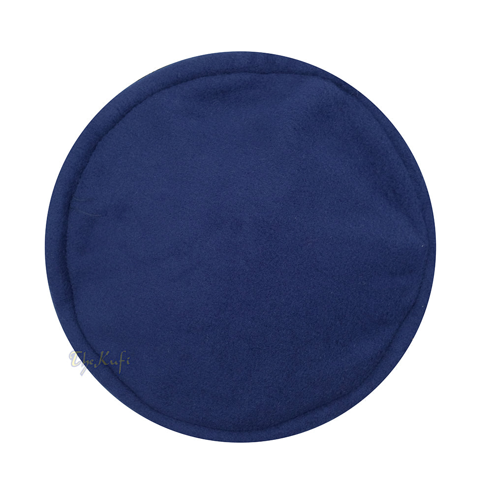 Dark Blue Afghani-Style “Tauhid until the end” Faux Wool Stretchable Pakol Mujahidin Soft Kufi Hat