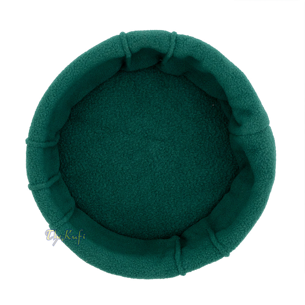 Green Afghani-Style "Tauhid until the end" Faux Wool Stretchable Pakol Mujahidin Soft Kufi Hat