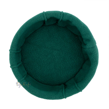 Green Afghani-Style "Tauhid until the end" Faux Wool Stretchable Pakol Mujahidin Soft Kufi Hat