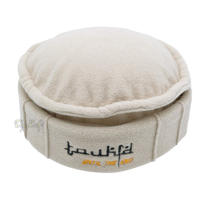 Khaki Afghani-Style “Tauhid until the end” Faux Wool Stretchable Pakol Mujahidin Soft Kufi Hat