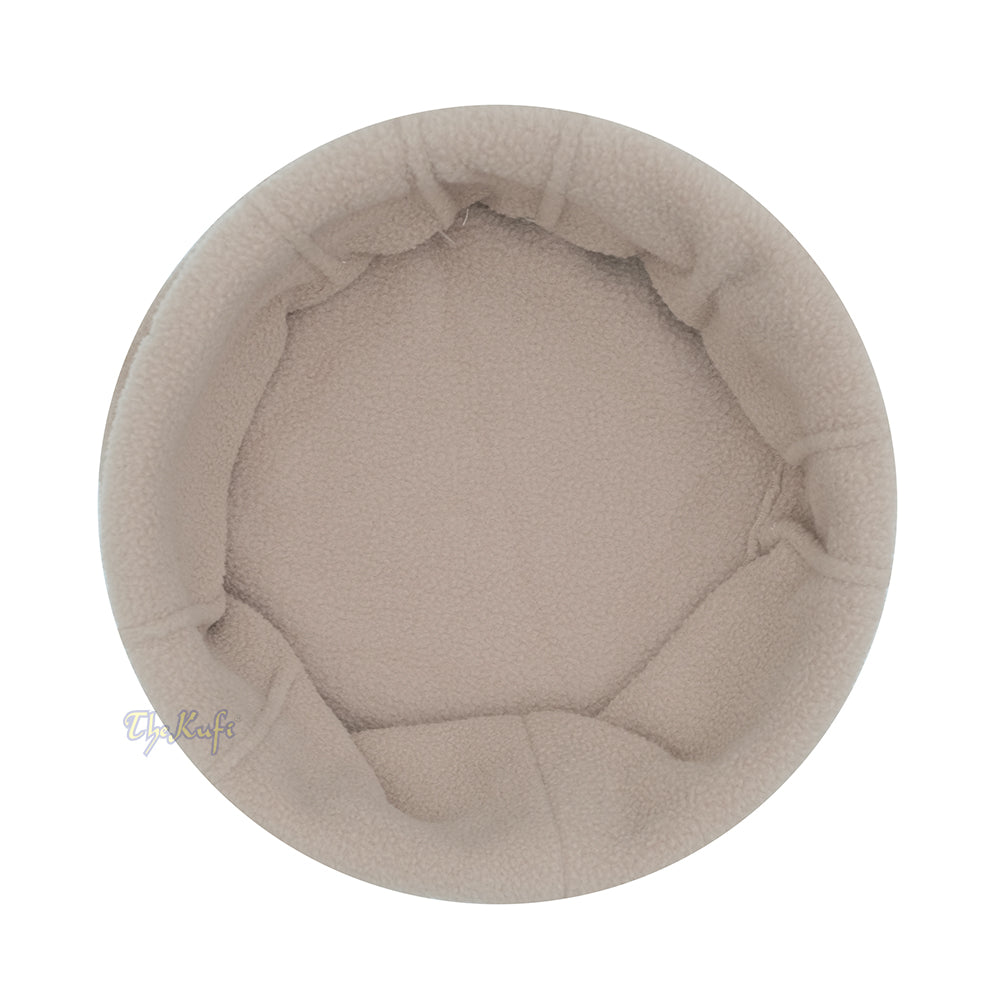 Light Brown Afghani-Style "Tauhid until the end" Faux Wool Stretchable Pakol Mujahidin Soft Kufi Hat