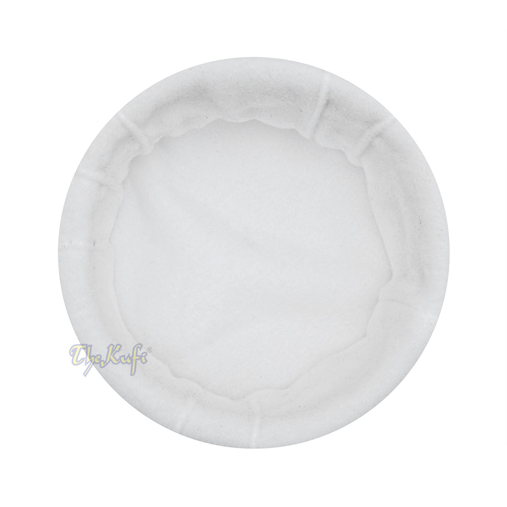 White Afghani-Style "Tauhid until the end" Faux Wool Stretchable Pakol Mujahidin Soft Kufi Hat
