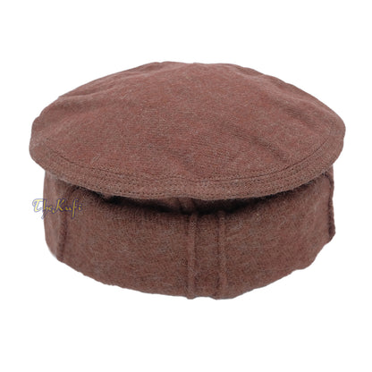 Traditional Afghani Hat Brown Stretchable Faux Wool Pakol Mujahidin Soft Kufi