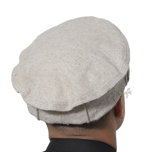 Afghani Hat Light Khaki – Traditional-style Stretchable Faux Wool Pakol Mujahidin Soft Kufi