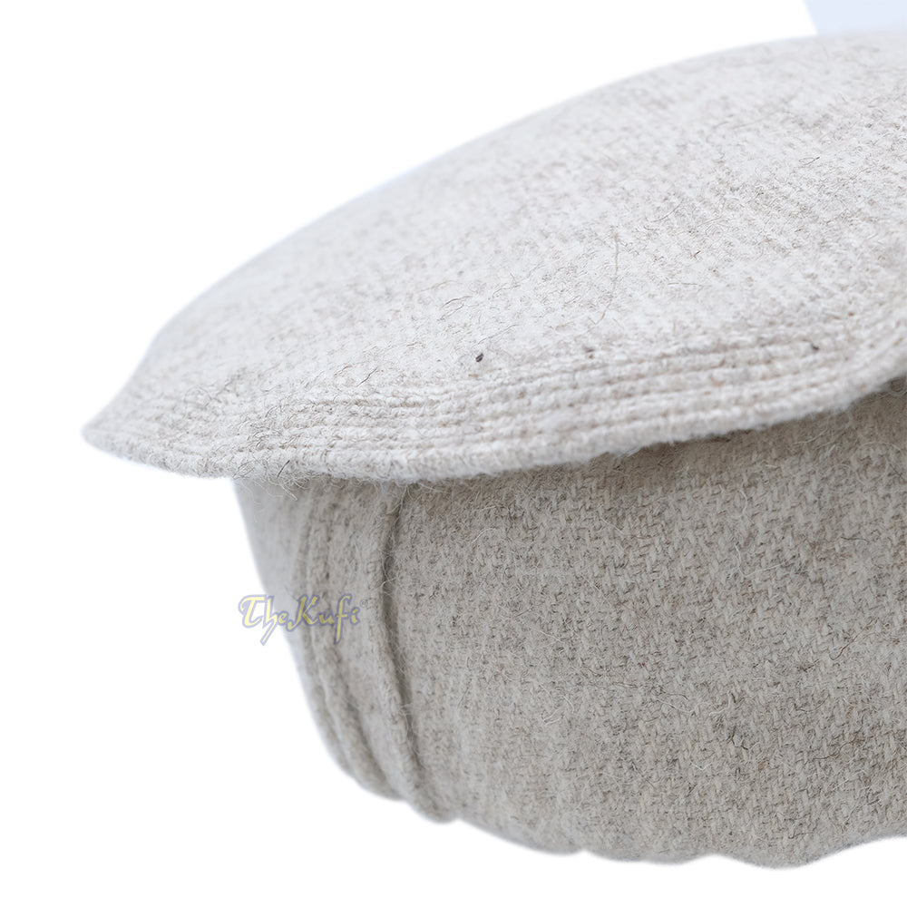 Afghani Hat Light Khaki - Traditional-style Stretchable Faux Wool Pakol Mujahidin Soft Kufi