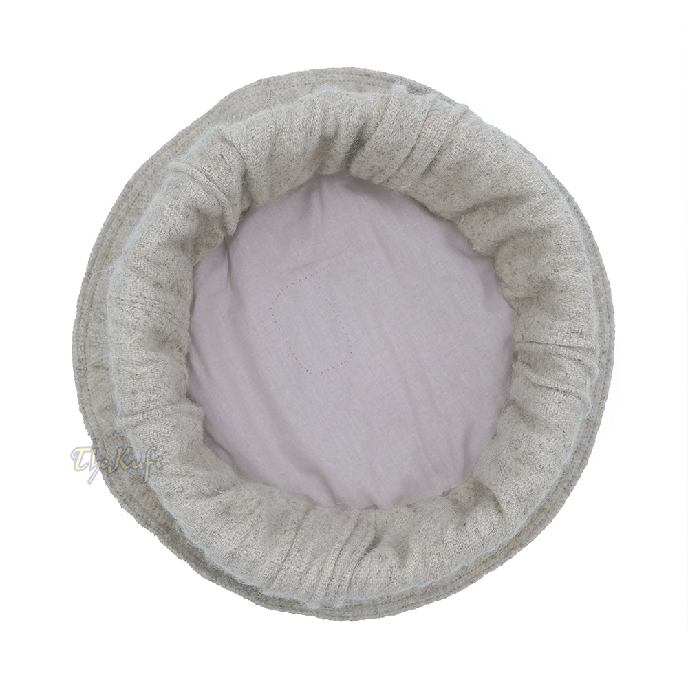 Afghani Hat Light Khaki - Traditional-style Stretchable Faux Wool Pakol Mujahidin Soft Kufi